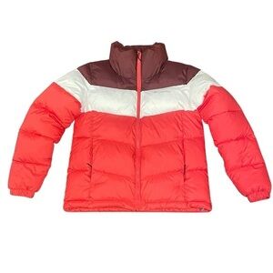 Womens Small Columbia Puffect Color Blocked Jacket Puffer Coat Pink Geranium